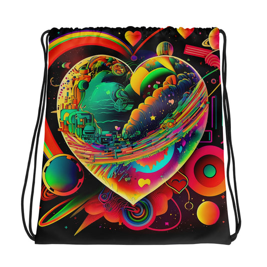 AI Heart Universe Drawstring bag