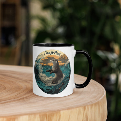 "Paws" for Peace Mug with Color Inside