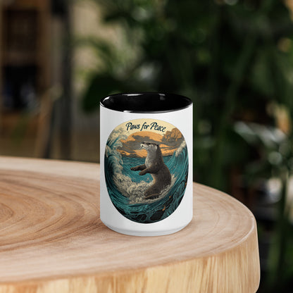 "Paws" for Peace Mug with Color Inside